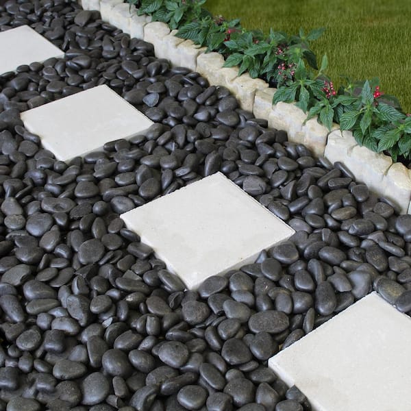 0.40 cu. ft. 2 in. to 3 in. 30 lbs. Large Black Grade A Polished Pebbles