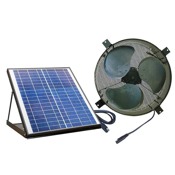 NATURE POWER Solar Powered 20-Watt Polycrystalline Panel Covering 1350 CFM Black Indoor/Outdoor Gable Mount Attic Fan