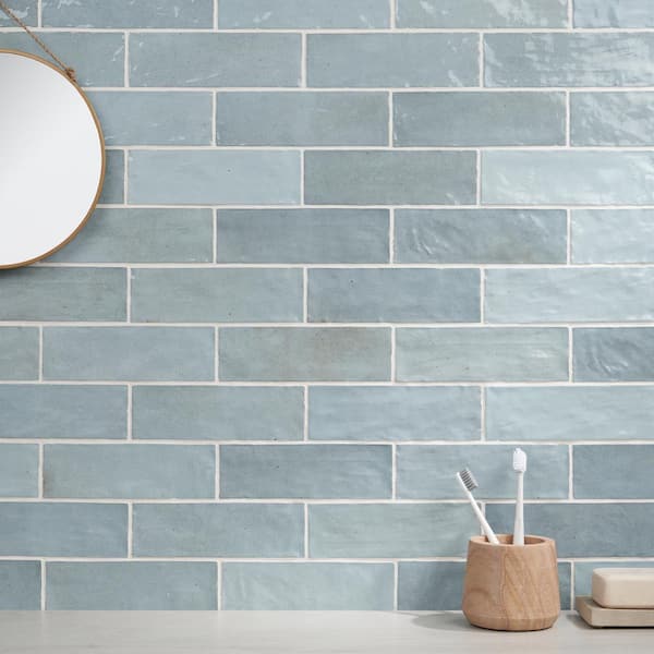 Kingston Sky Blue 3 in. x 8 in. Glazed Ceramic Wall Tile (5.38 sq. ft./case)