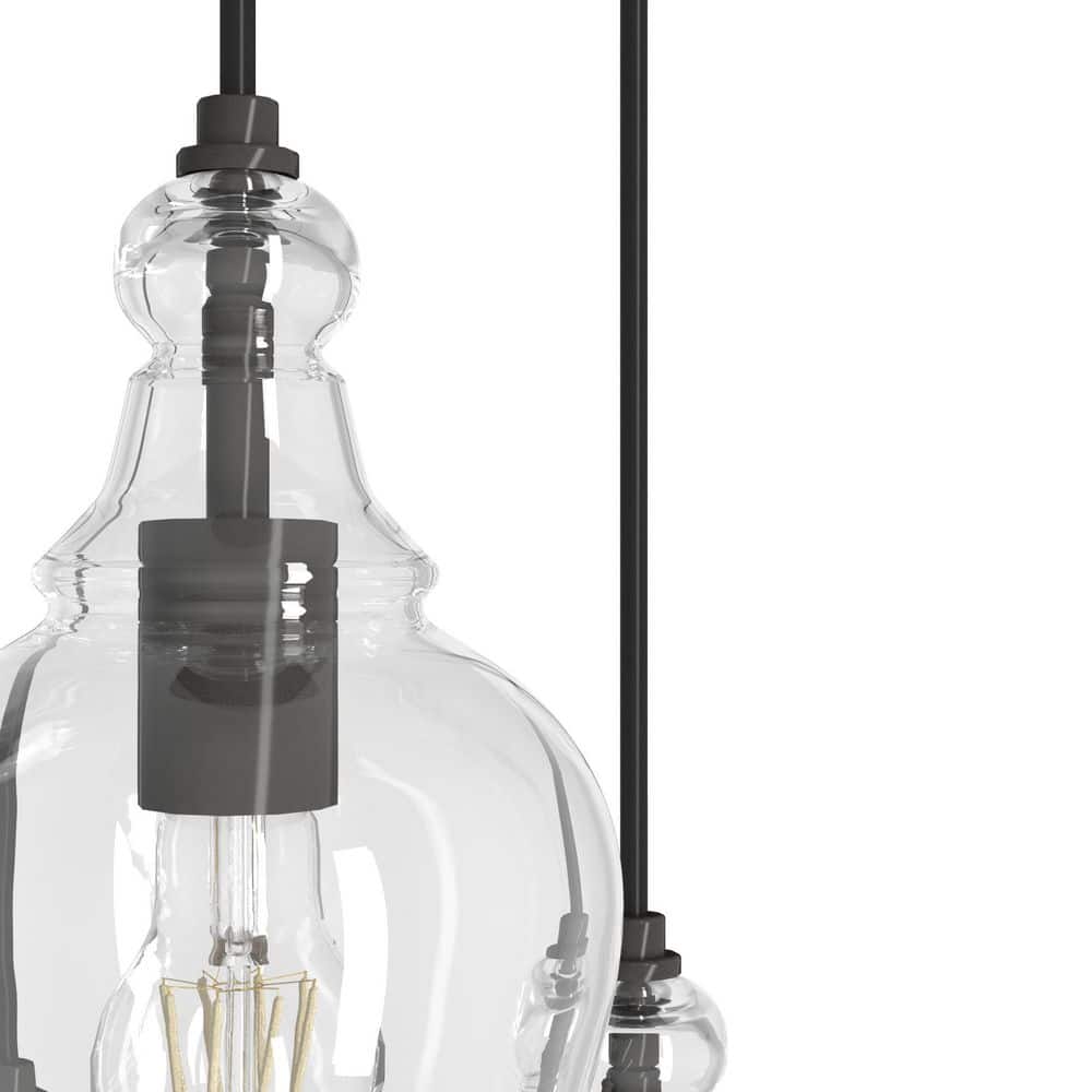 Noble Bronze 3-Light Cluster Pendant with Clear Glass Shades