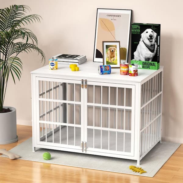 White 31 in. Accent Cabinet Office Storage Cabinet with Double-Sided Opening