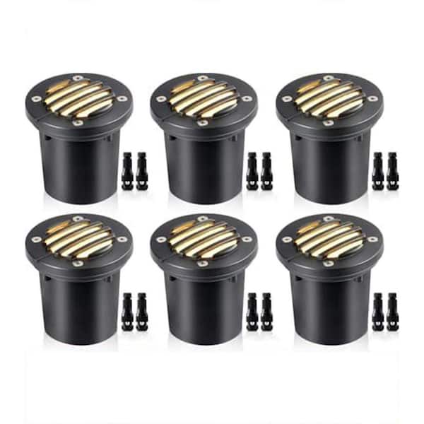 3.15 in. 12W Low Voltage LED Well Lights Grated Top Waterproof In-Ground Outdoor Lighting for Garden Pathway Deck 6 Pack