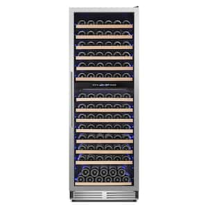 24 in. 13.5 cu. ft. Commercial Refrigerator 150+ Bottles in Black Glass Door Wine Cooler 2-Handles Dual Zone