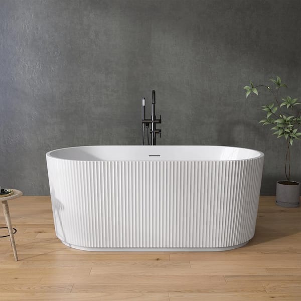 Zeafive Lax 59 in. x 29.53 in. Freestanding Soaking Bathtub
