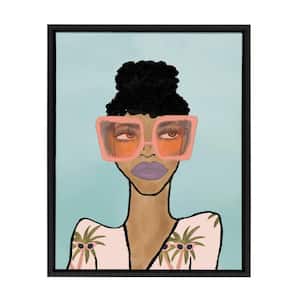 Sylvie "Fashion Girl 2 Blue" by Kendra Dandy of Bouffants and Broken Hearts Framed Canvas Wall Art 18 in. x 24 in.