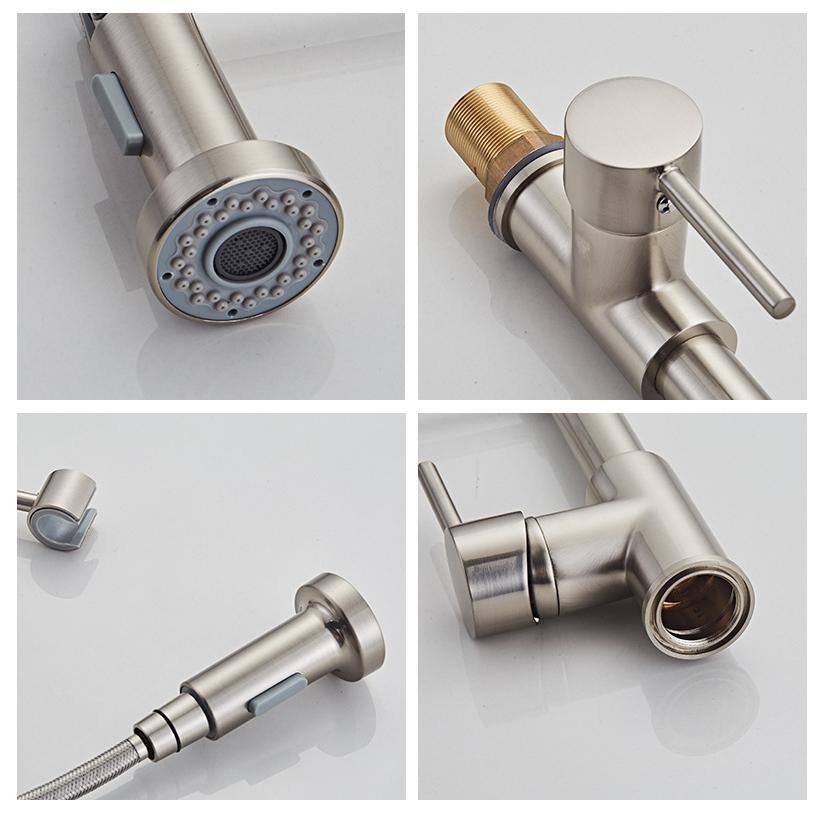 Brushed Nickel Single Handle Pull Down Kitchen Faucet