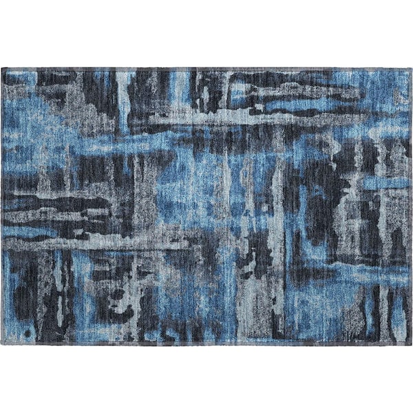 Mayfield Premium Machine Washable Abstract AMF2015 Black 2 ft. x 3 ft. Accent Rug