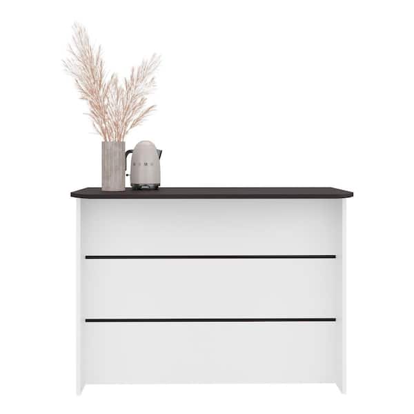 Wenge Wood  24.0 in. Kitchen Island with Shelf and Ample Storage Space