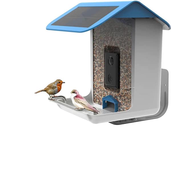 Afoxsos Smart Bird Feeder Bird House with 1080P HD Camera, Solar Roof, Built-in Microphone (Include 32G SD Card)