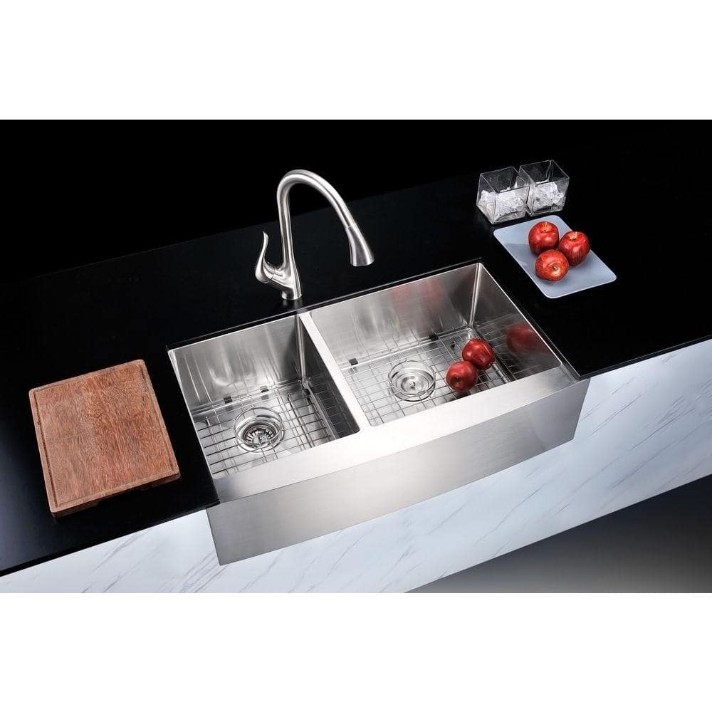 Elysian 36'' Stainless Steel Farmhouse Double Bowl Kitchen Sink