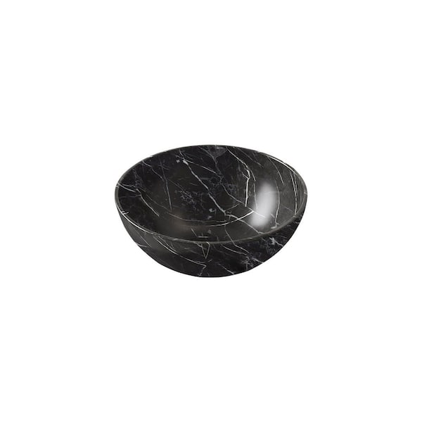 14 in. Round Bowl Ceramic Vessel Sink in Stone Pattern Matte Black
