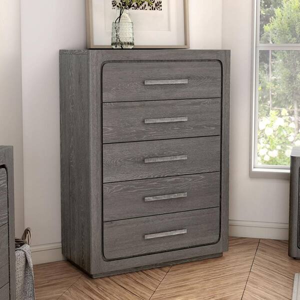 Furniture of America Rally Gray 5-Drawer 38 in. Chest of Furniture of America Rally Gray 5-Drawer 38 in. Chest of