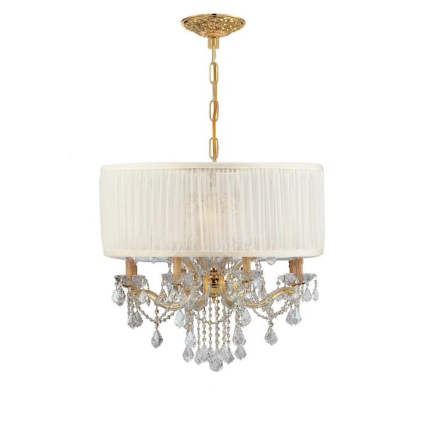 Crystorama Brentwood 12-Light Gold Crystal Chandelier with Silk Shade