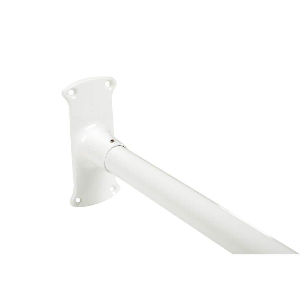 Adjustable White Aluminum L-Shaped Corner Shower Curtain Rod