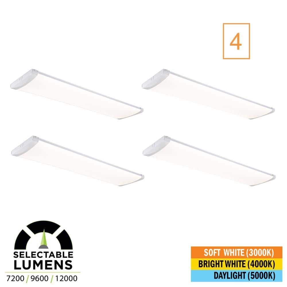 4-Pack 4 ft. x 12 in. 7200/9600/12000 Lumens Integrated LED Commercial White Wraparound Light, Selectable CCT, 120-277V price history on PriceWatchPro