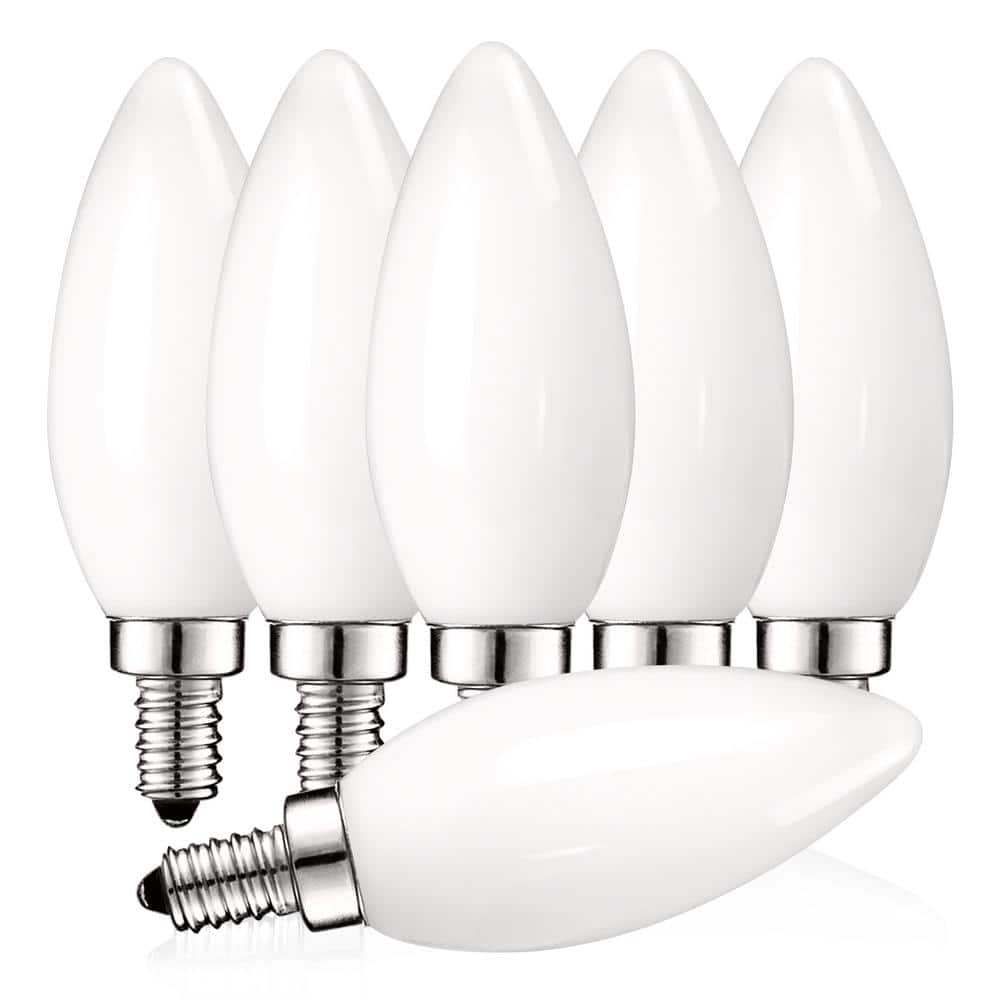 40-Watt Equivalent B11 Dimmable LED Light Bulbs Torpedo Tip Glass E12 Base 2700K Warm White UL Listed (6-Pack) price history on PriceWatchPro