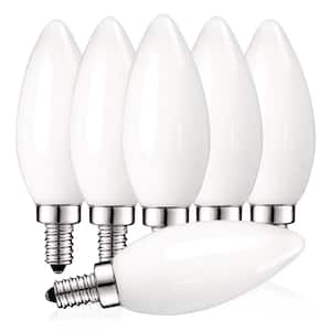 40-Watt Equivalent B11 Dimmable LED Light Bulbs Torpedo Tip Glass E12 Base 2700K Warm White UL Listed (6-Pack)