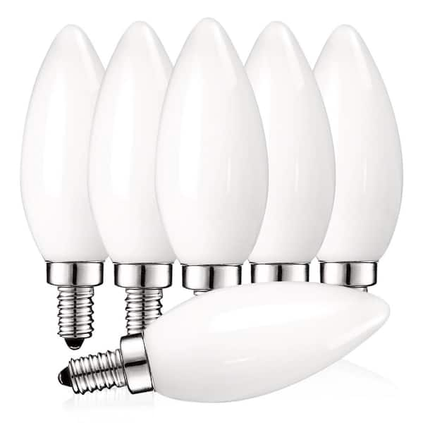 Luxrite E12 Frosted Candelabra Dimmable LED Light Bulbs 4W (40 Watt Equivalent), 2700K Warm White, 360 Lumens, 6 Pack