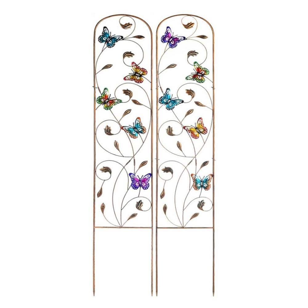 11 in. W x 60 in. H Butterfly Metal Garden Trellis (2-Pack)