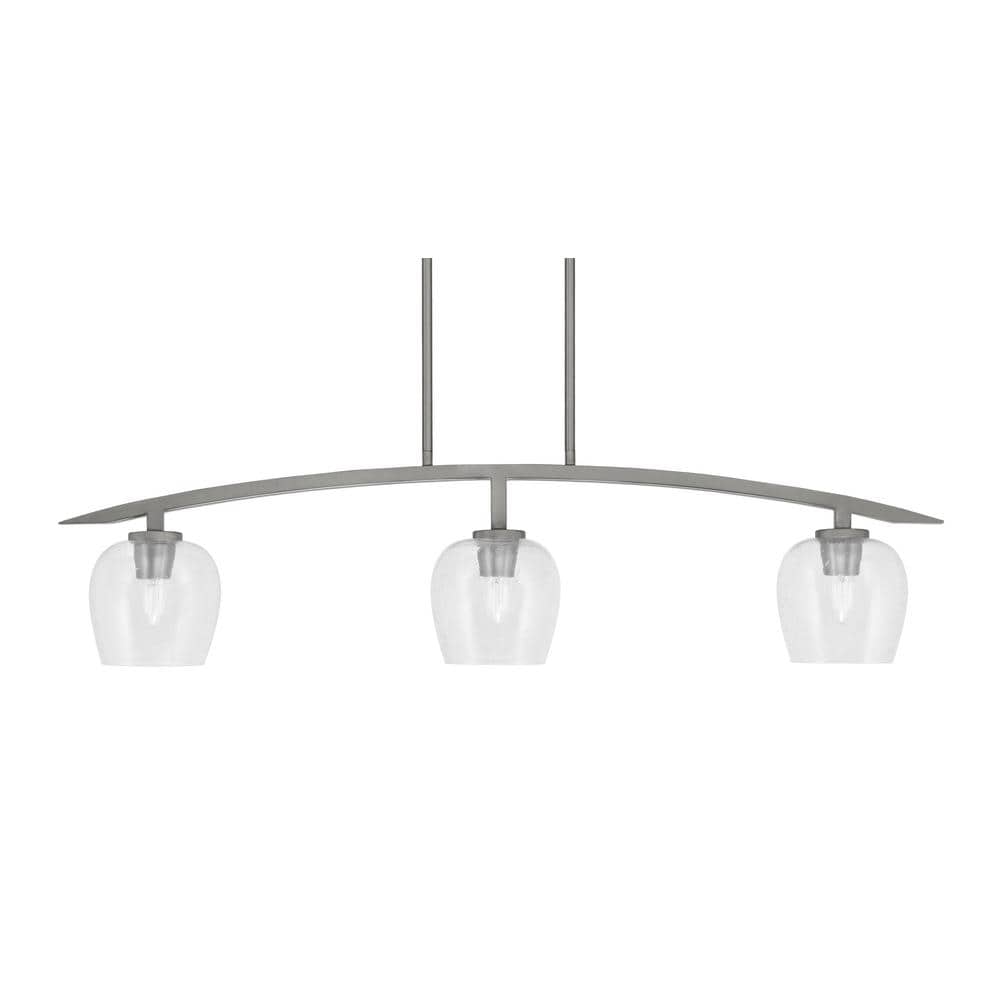 Siena 41 in. 3-Light Graphite Chandelier with 6 in. Clear Bubble Glass Shad