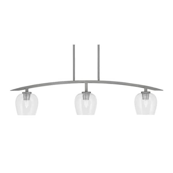 Unbranded Siena 41 in. 3-Light Graphite Chandelier with 6 in. Clear Bubble Glass Shades, no bulbs included