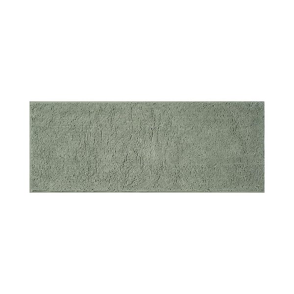 Plush Shag Chenille Sage Green 24 in. x 60 in. Bath Rug