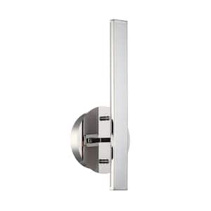 STRAIT-UP 5.5 in. 1 Light Chrome LED Wall Sconce with White Metal, Acrylic Shade