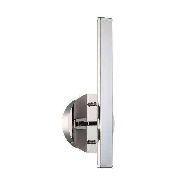 Kendal Lighting STRAIT-UP 5.5 in. 1 Light Chrome LED Wall Sconce with White Metal, Acrylic Shade