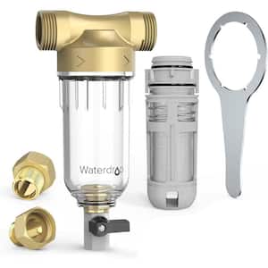 Whole House Water Filter System Waterdrop Spin Down Sediment Filter Backwash for Well Water, 40-50 Micron Traps Sand