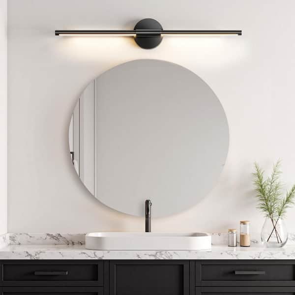 28.2 in. 2-Light Black Modern Integrated LED Vanity Light Bar for Bathroom (Set of 2)