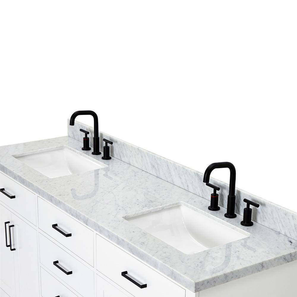 White Double Freestanding Vanity with Marble Top