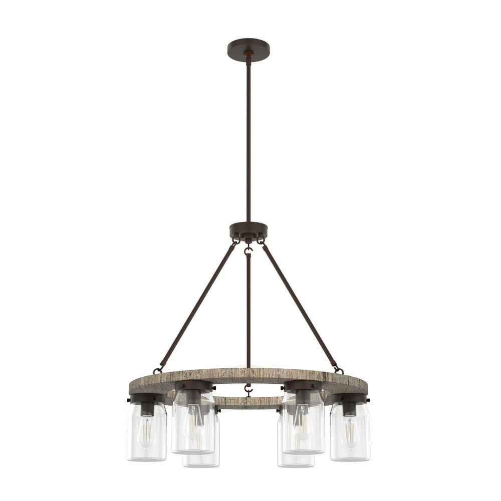 Onyx Bengal Rustic Wood & Bronze 6-Light Chandelier