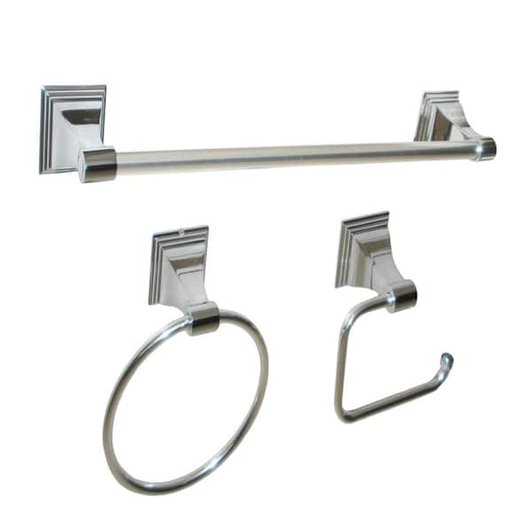 Leonard Collection 3-Piece Bathroom Hardware Kit in Chrome