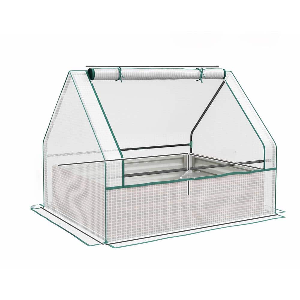 47.25 in. Brown Galvanized Metal Rectangular Outdoor Raised Beds with Mini Greenhouse for Vegetables, Flowers and Herbs price history on PriceWatchPro