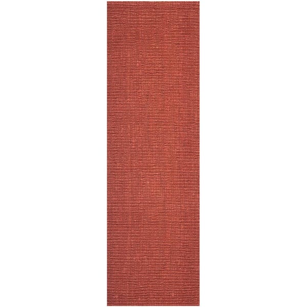 Natural Fiber 3 ft. x 16 ft. Rust Solid Runner Rug