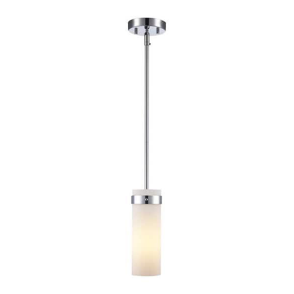 Bel Air Lighting Crosby 1-Light Polished Chrome Mini Pendant Light Fixture with Frosted Glass Shade