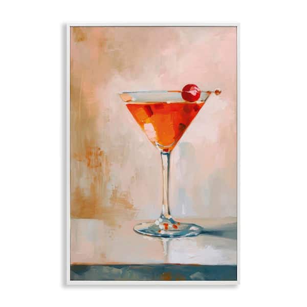 Manhattan Cocktail with Cherry by LSR Design Studio White Framed Food Giclee Art Print 18 in. x 12 in.