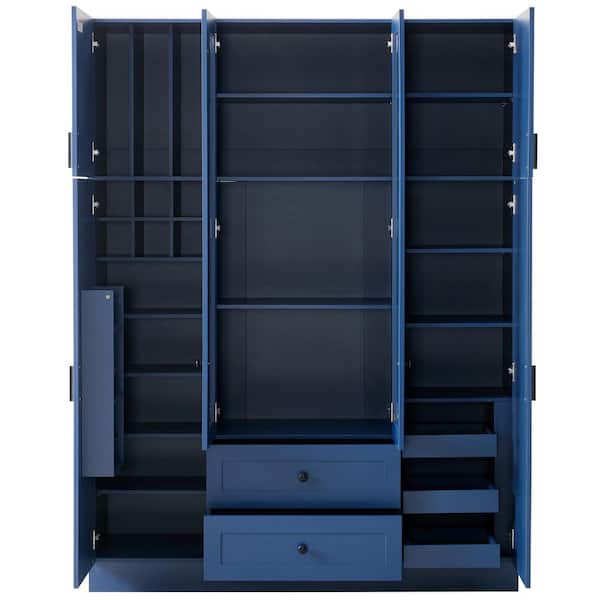Harper & Bright Designs Blue 71 in. H Accent Cabinet with 2