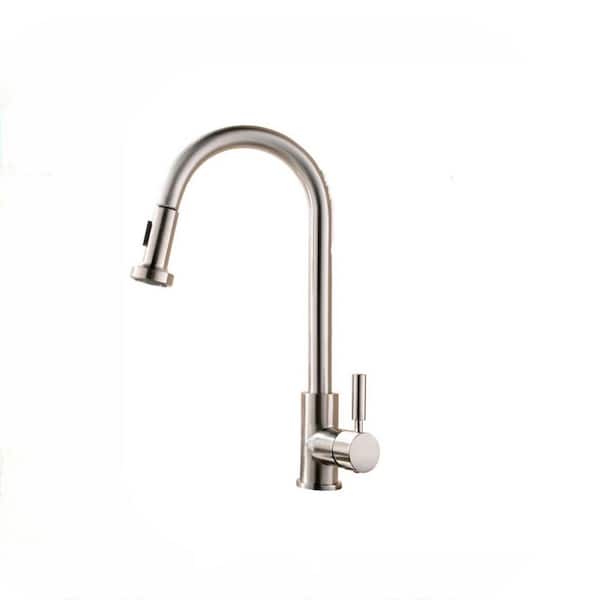 UKISHIRO Modern Single-Handle Pull Down Sprayer Kitchen Faucet with Spot Resistant in Brushed Nickel