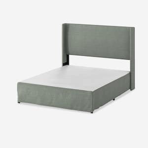 Raymond 2 Piece Grey Wingback Design King Bedroom Set with Metal Platform Bed Frame