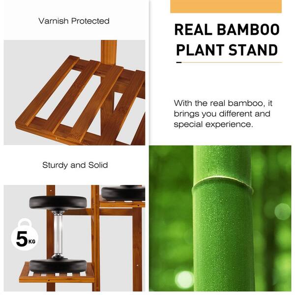 Rossny Bamboo Plant Stand, Plant Stands for Indoor Tall Plant Rack 6 Tier Plant Stand Outdoor Plant Stand Shelf Indoor Corner Pl, Bamboo