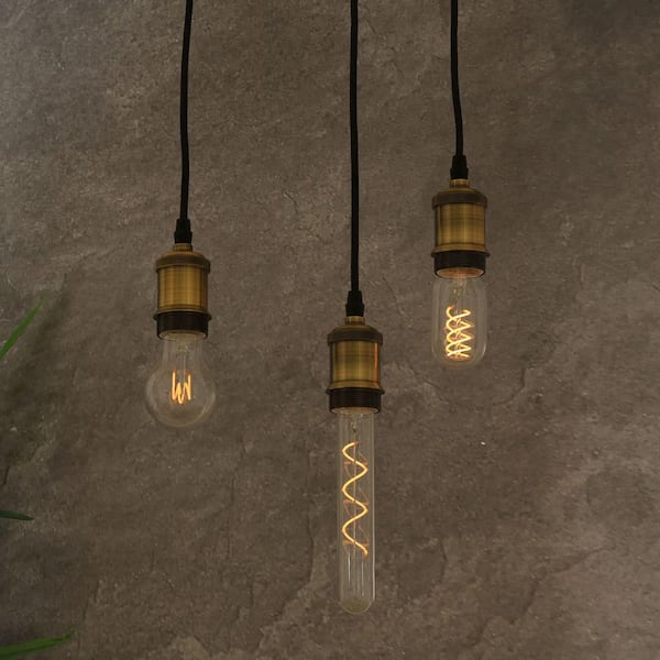 40-Watt Equivalent T14 Dimmable Spiral Filament Clear Glass E26 Vintage Edison LED Light Bulb, Warm White (12-Pack)