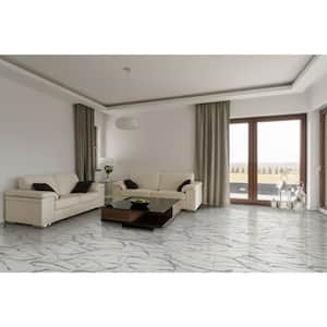 Carrara Azul 16 in. x 32 in. Polished Porcelain Stone Look Floor and Wall Tile (14.20 sq. ft./Case)