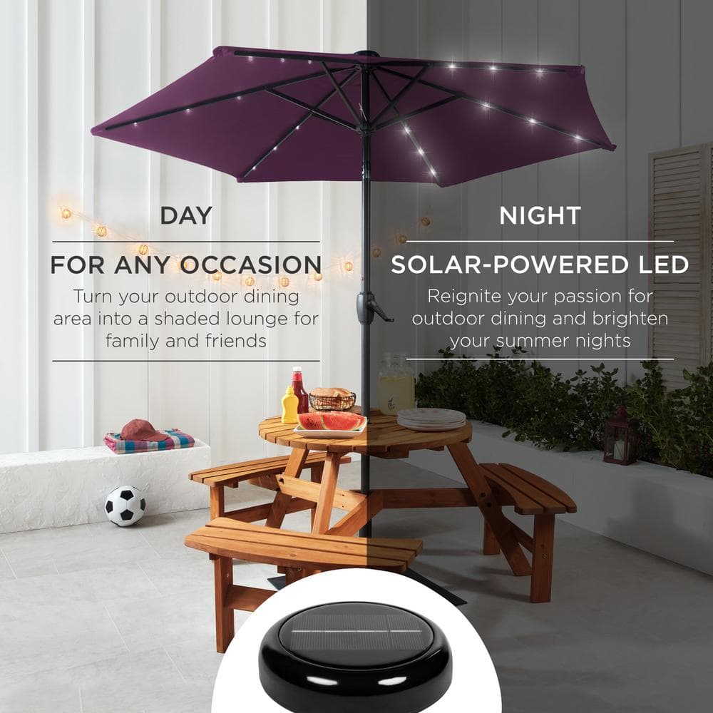 7.5ft Amethyst Purple Solar LED Outdoor Patio Umbrella