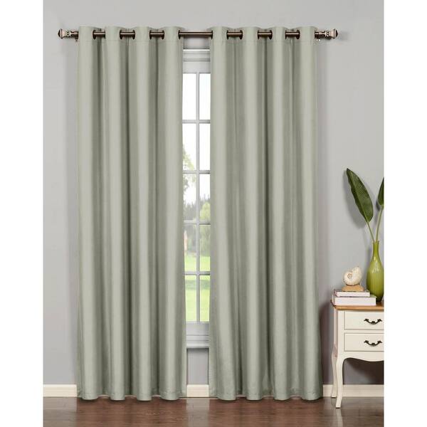 Bella Luna Semi-Opaque Emma Microfiber Room Darkening 54 in. W x 84 in. L Grommet Curtain Panel in Light Gray