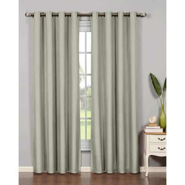 Bella Luna Semi-Opaque Emma Microfiber Room Darkening 54 in. W x 95 in. L Grommet Curtain Panel in Light Gray