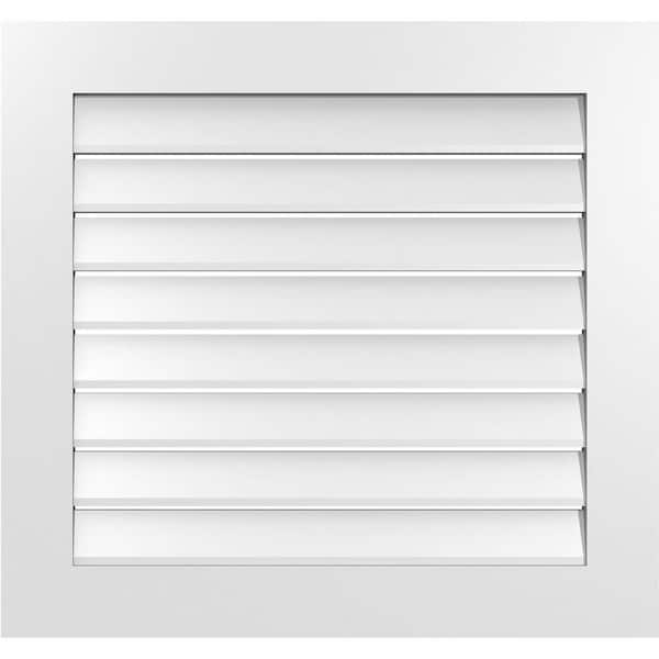 Ekena Millwork 32 in. x 30 in. Rectangular White PVC Paintable Gable Louver Vent Functional