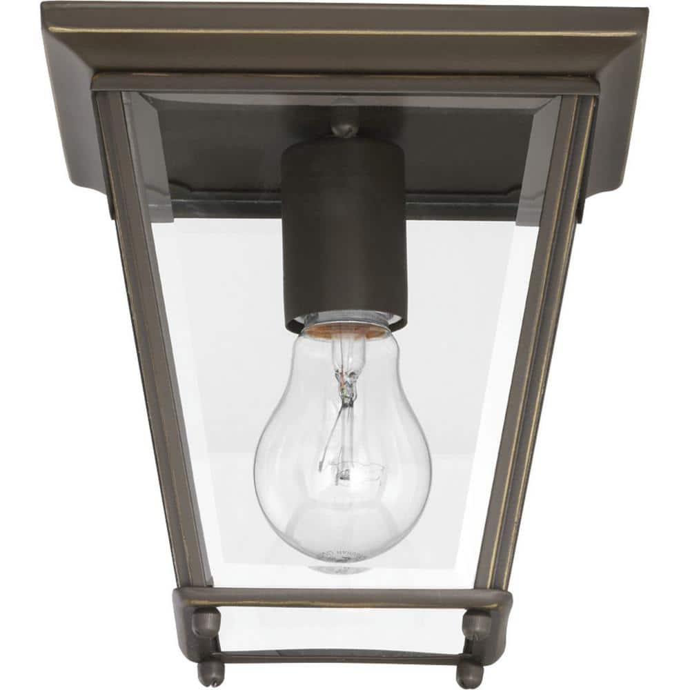 Elegant Antique Bronze 7'' Square Flush Mount with Clear Beveled Glass