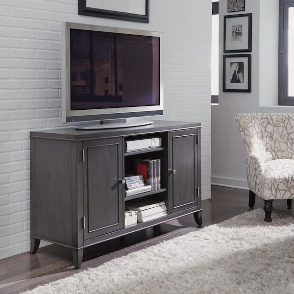 HOMESTYLES 5th Avenue 56 in. Grey Sable Wood TV Stand Fits TVs Up to 60 in. with Storage Doors