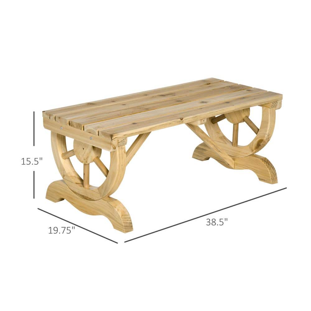 Natural Wood Wagon Wheel 2-Person Garden Bench